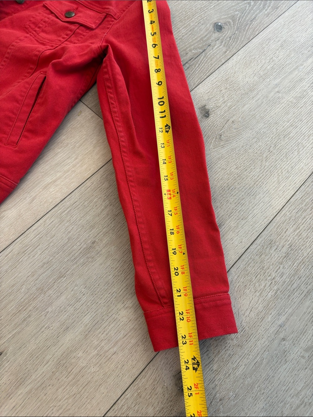 Lauren Ralph Lauren Red Denim Jacket Women’s Medium Stretch Cotton Trucker Jean - Picture 12 of 12